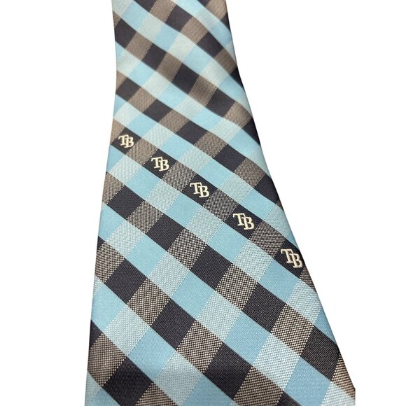 MLB Tampa Bay Rays Checkered Tie Blue One Size Adjustable Fit Active Sportswear - Picture 2 of 7